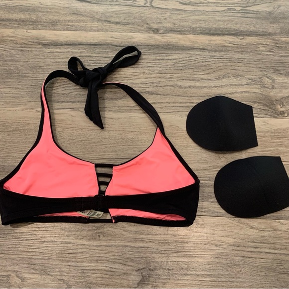 Victoria Secret PINK Black Swim Suit Tie Top Bra Inserts Bathing suit - Picture 4 of 8
